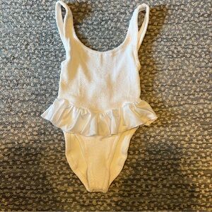 Hunza G Denise Frill white swimsuit NWT